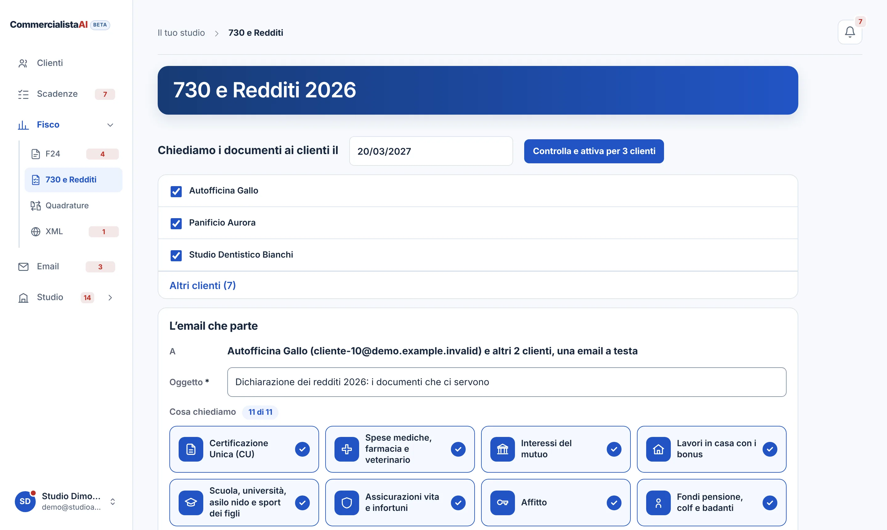 730 e Redditi: il giorno scelto, i clienti a cui chiedere i documenti e l’email che parte con l’elenco dei documenti